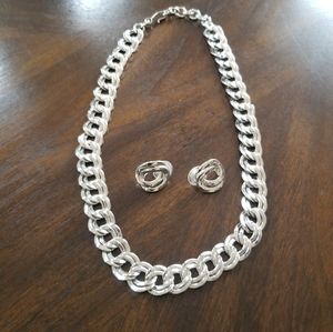 Vintage Monet Chunky Silver Set